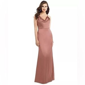Dessy Collection Cowlneck Sleeveless Maxi Dress in Desert Rose Pink